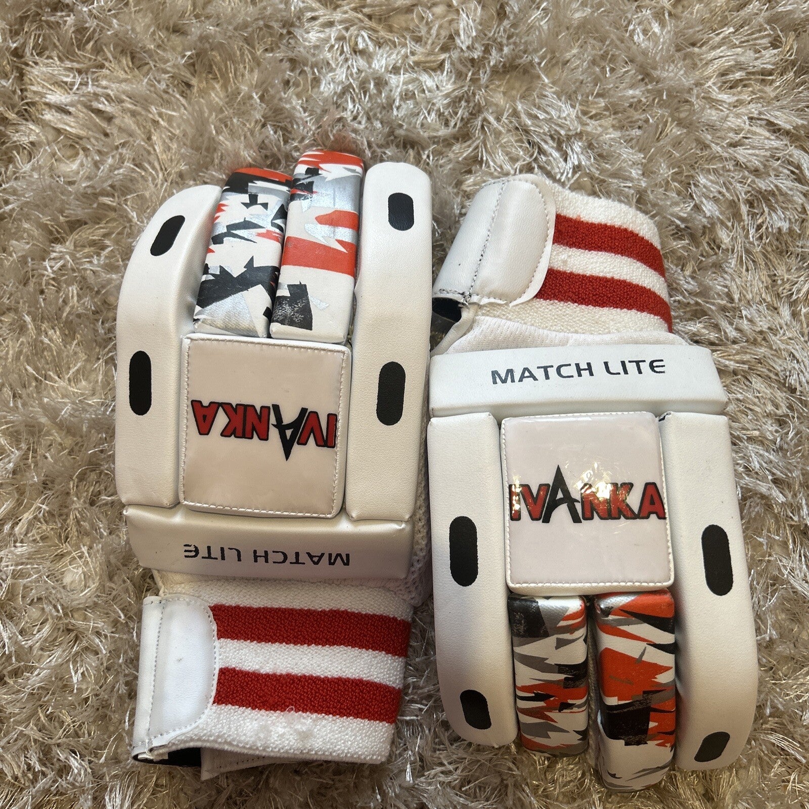cricket batting gloves junior + NEW + PAIR + White and Red Colour