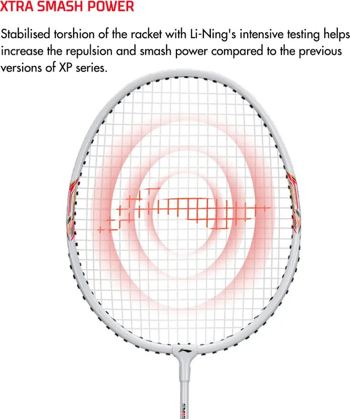 LI-NING Smash XP 90 IV Badminton Racket (1, Strung, 95g, White/Silver + Cover)