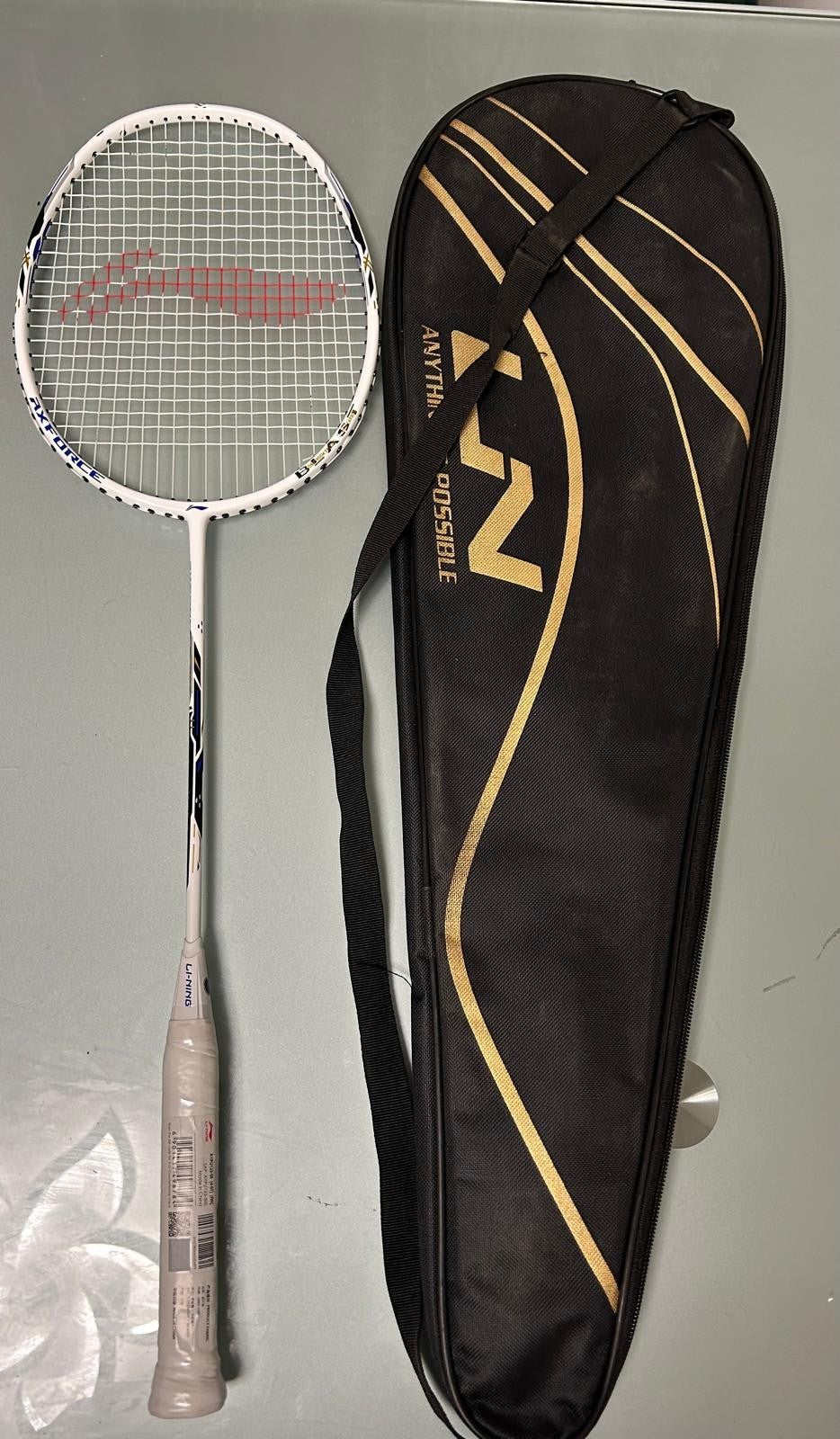 Li-Ning Axforce Blast Strung Professional Badminton Racket – 4U, White/Blue Sapp