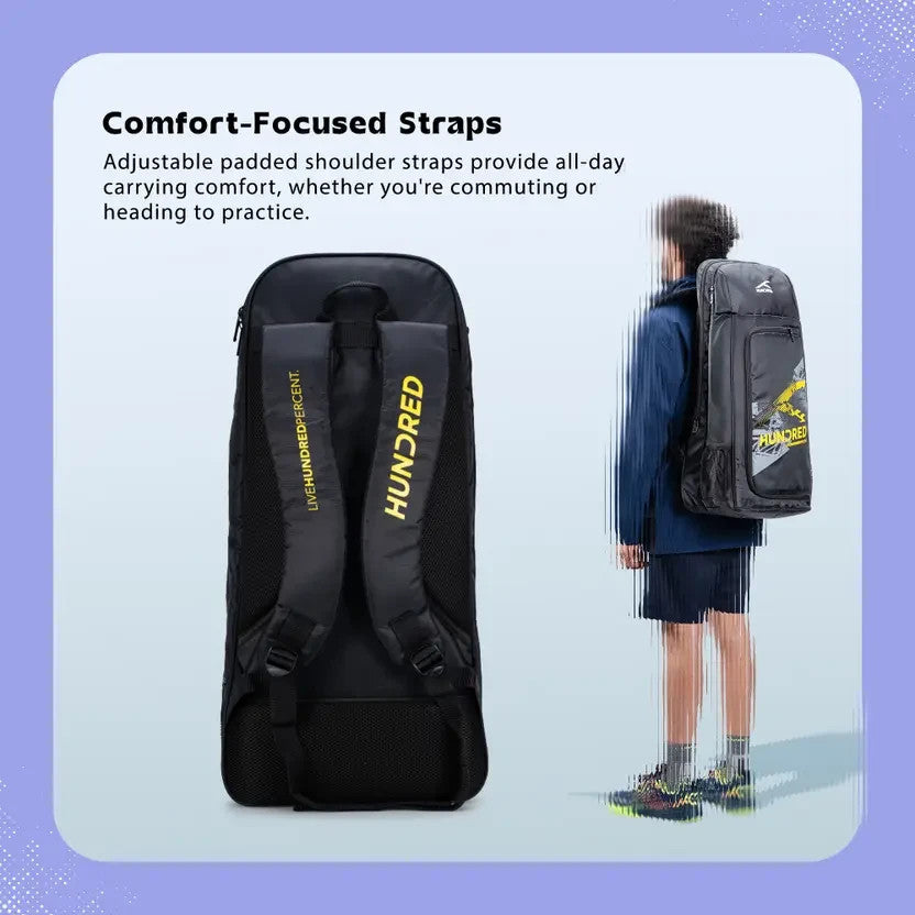 Hundred Switch Badminton Kitbag Backpack – Durable Sports Racket Carry Bag Black