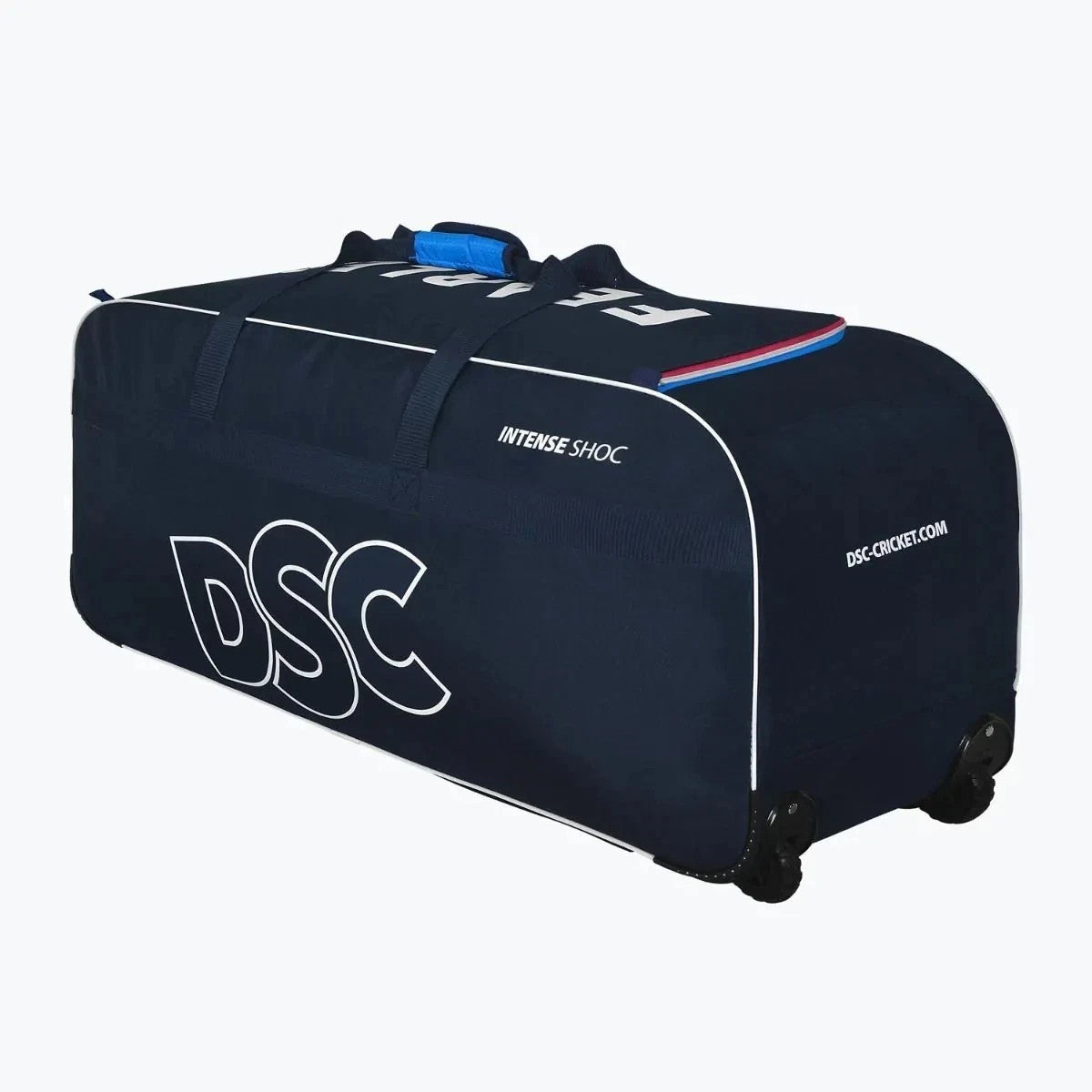 2026 DSC Intense Shoc Wheelie Cricket Kit Bag - Navy - Size: 90 x 35 x 38cm
