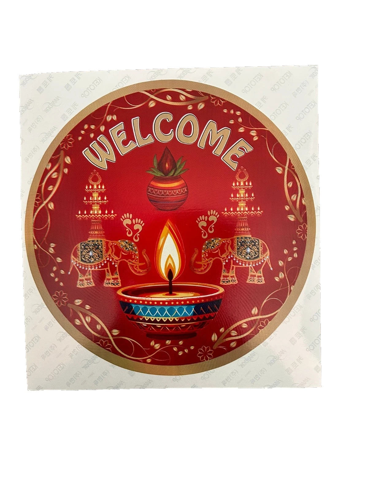 Hindu Diwali Auspicious Rangoli Art Square Sticker | PACK OF 3 | Approx 25cm lax