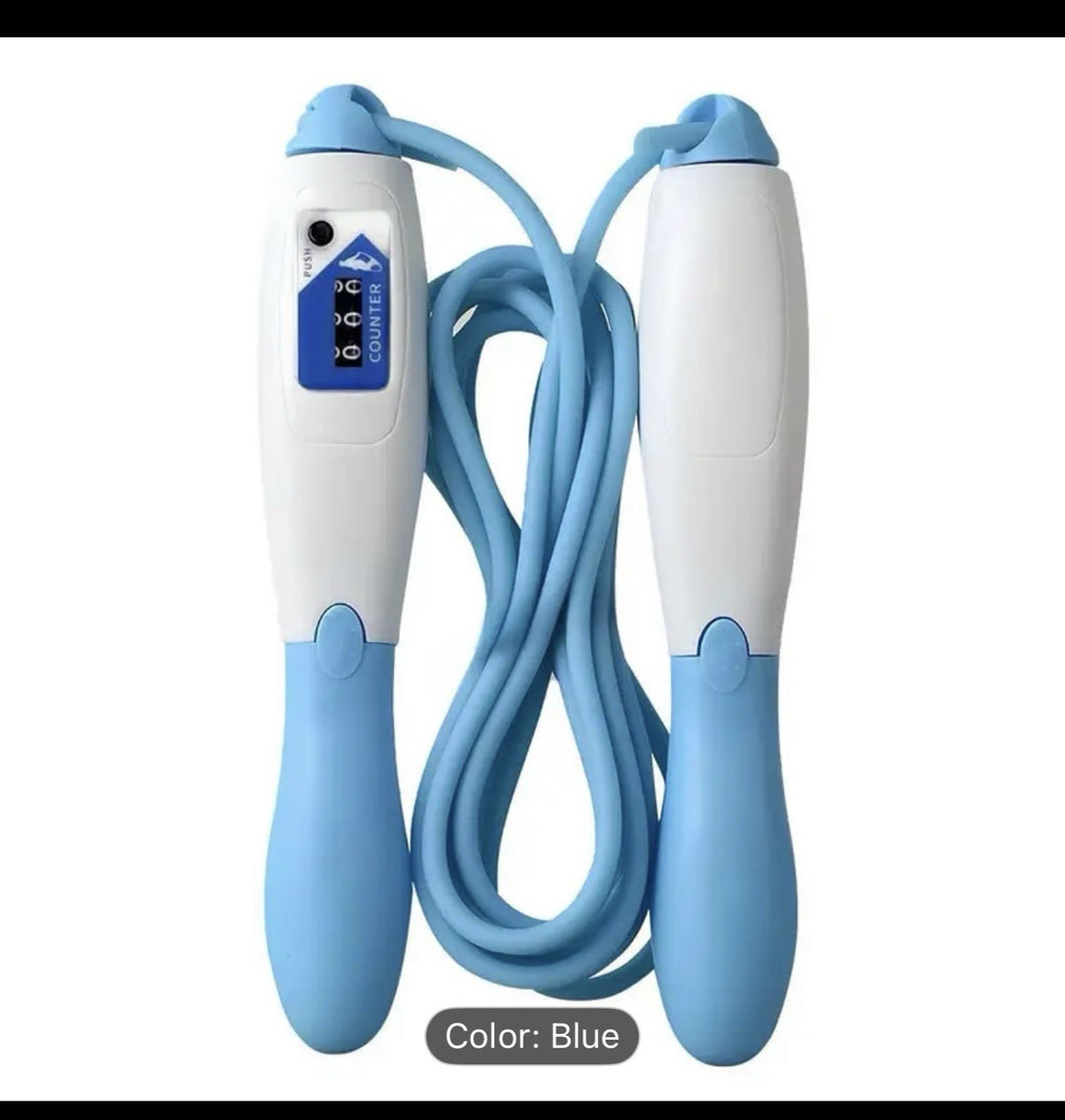 Digital Jump Rope with Counter Adjustable Length Non-Slip Grip Fitness Gym-Blue
