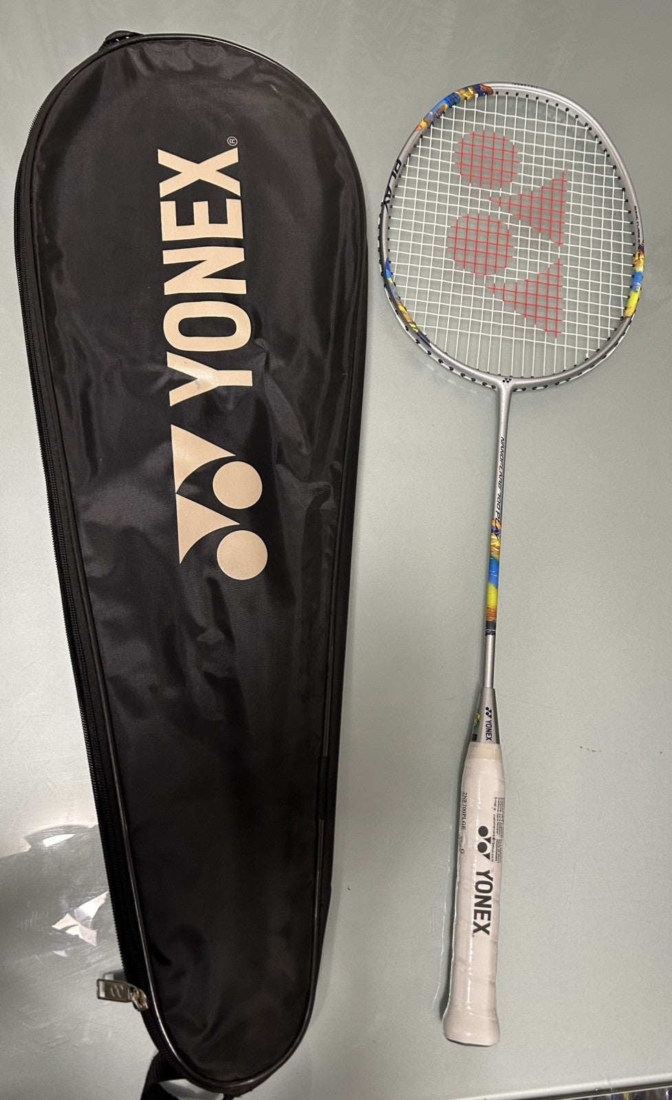 Yonex Nanoflare 700 Play 4U Badminton Racket - Silver / Sky Blue - Strung - 4UG5