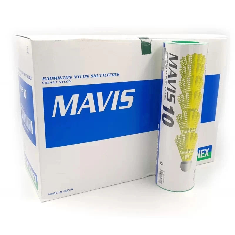 YONEX Mavis 10 Shuttle Cock (Yellow) - Green Cap | WHOLE BOX (Pack of 10 Tubes)