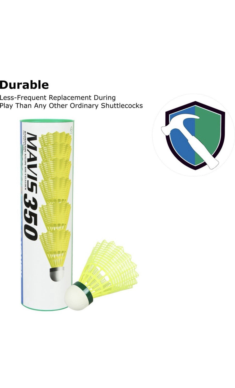 Yonex Mavis 350 Badminton shuttlecocks brand NEW| PACK OF 10 TUBES | Green Cap