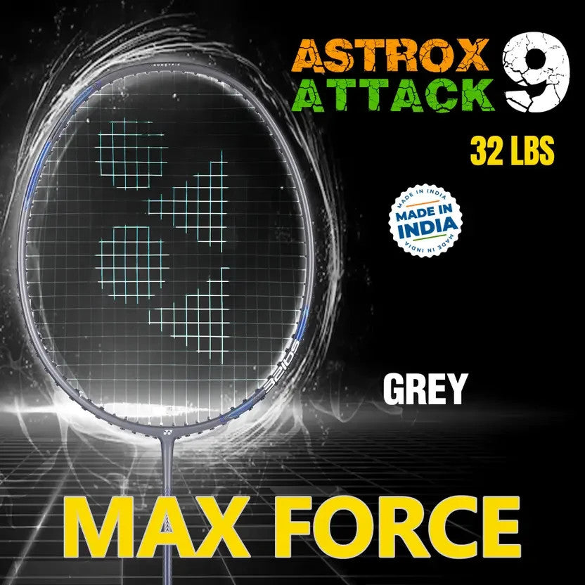 YONEX badminton racquet Astrox Attack 9 Grey Strung Badminton Racquet Pack of 1