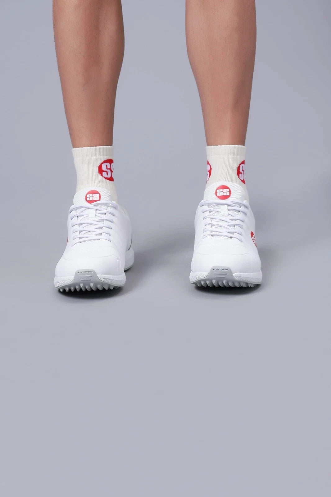 SS Ton White Edition Cricket Shoes with Spikes – Lightweight, UNISEX | UK-7 NEW