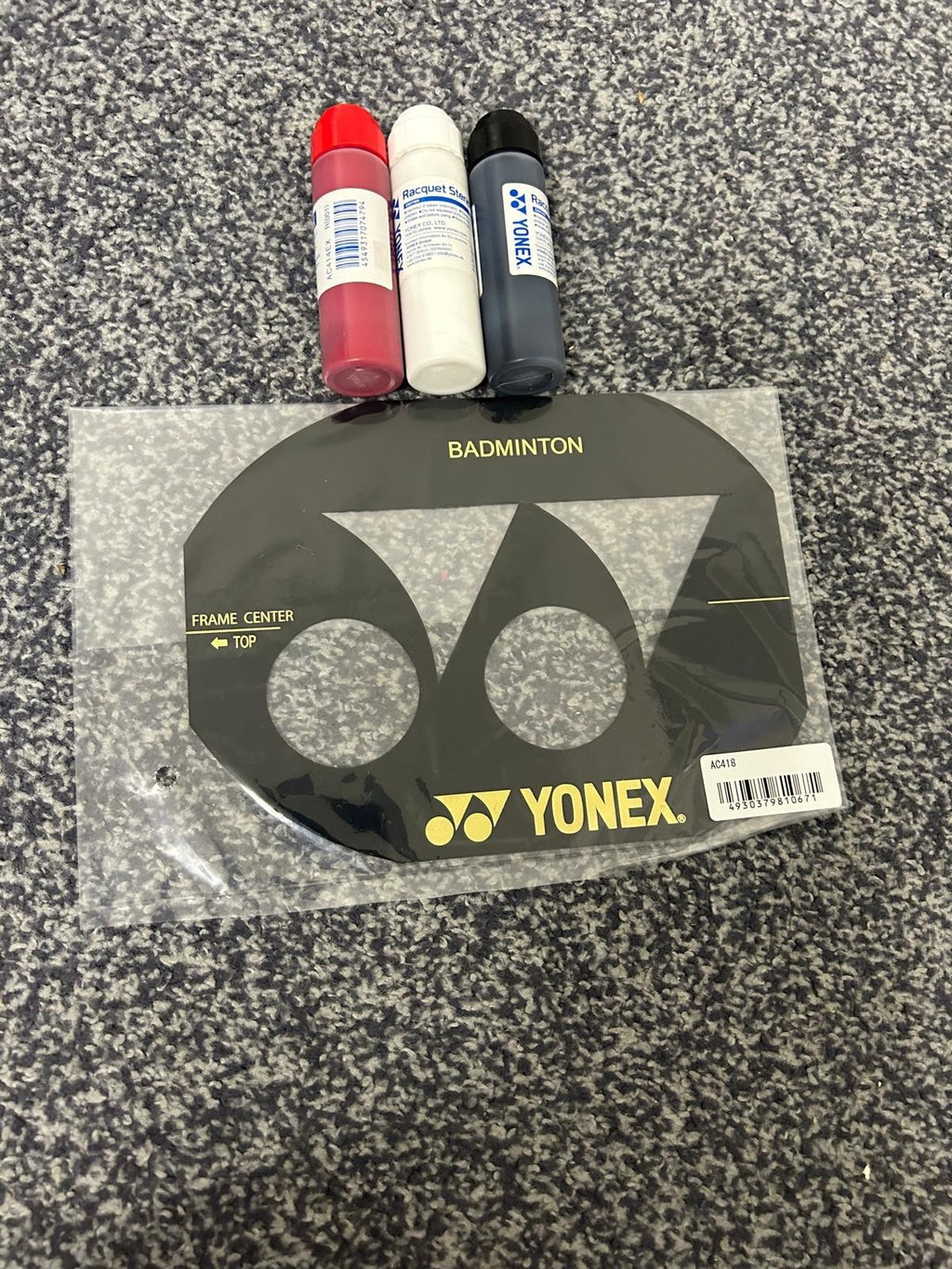 Yonex Badminton Stencil Set - Card and 3 Ink (Red Black and White) BRAND NEW