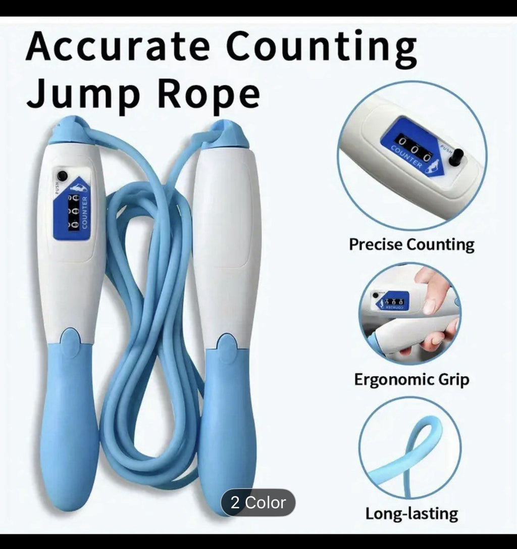 Digital Jump Rope with Counter Adjustable Length Non-Slip Grip Fitness Gym-Blue