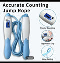 Digital Jump Rope with Counter Adjustable Length Non-Slip Grip Fitness Gym-Blue