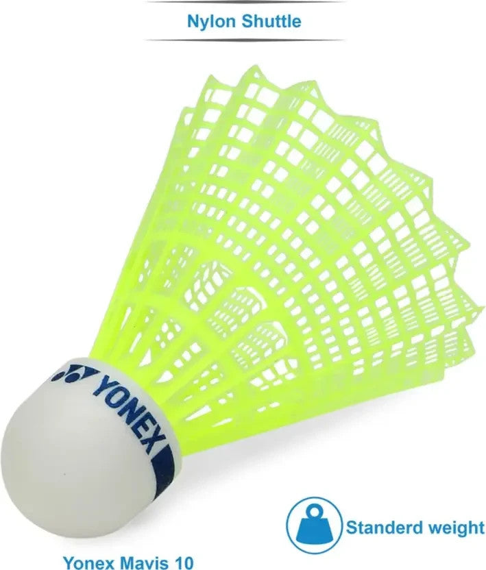 YONEX Mavis 10 Shuttle Cock (Yellow) - Green Cap | WHOLE BOX (Pack of 10 Tubes)