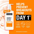 Face Wash - Neutrogena Clear & Defend (1x 200ml) | 2% Salicylic Acid | Oil-Free
