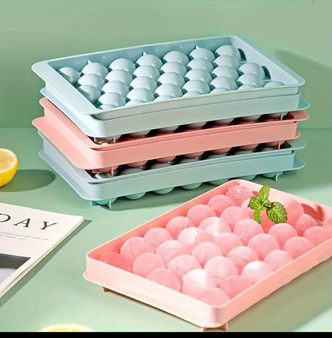 Round Ice Cube Trays | 33 Grid Molds Small | Ice Maker | Kitchen Tool Set | 2pcs