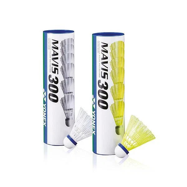 YONEX MAVIS 300 ALL SPEEDS AND COLOURS BADMINTON NYLON SHUTTLECOCK - 1 TUBE OF 6
