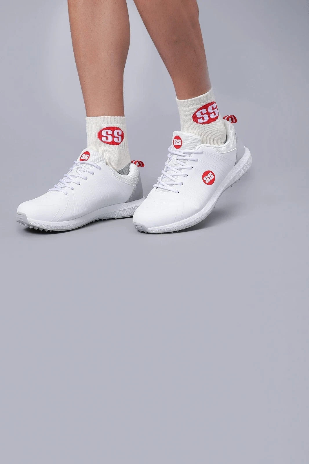 SS Ton White Edition Cricket Shoes with Spikes – Lightweight, UNISEX | UK-7 NEW