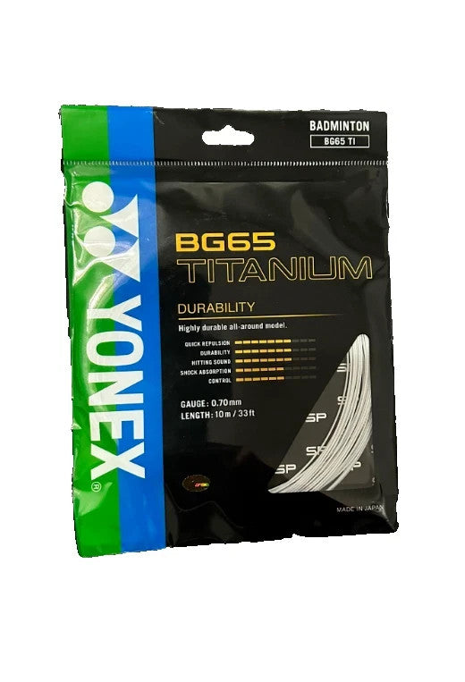 BG65 Titanium Yonex Badminton String – White – 10m – High Durability