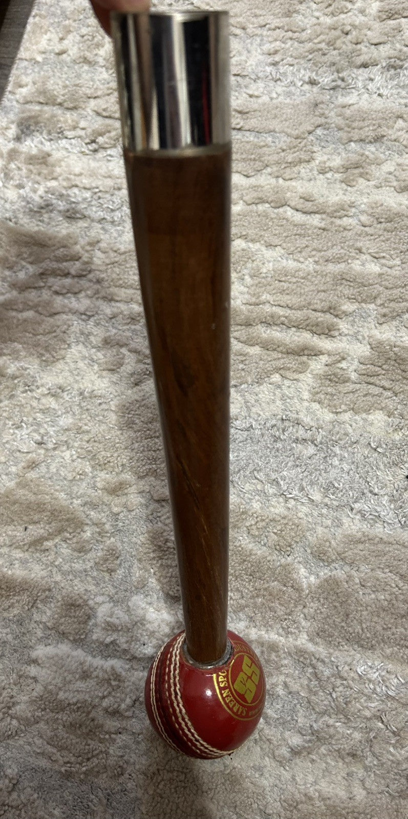 SS TON Cricket Bat Mallet Knocker with ball & Grip Cone Set Rounded Wooden Head
