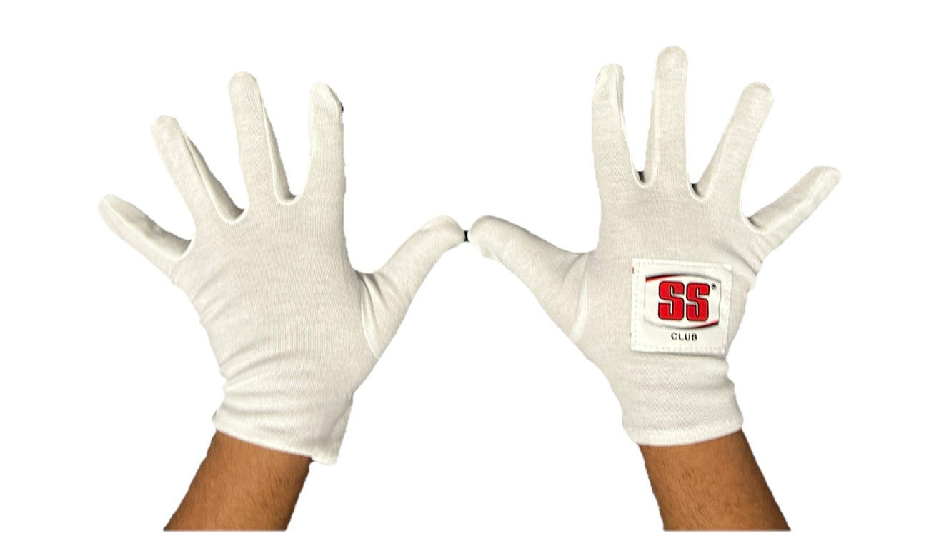 SS Club Cricket Full Finger Cotton Batting Inner Gloves - Free P&P | Premium