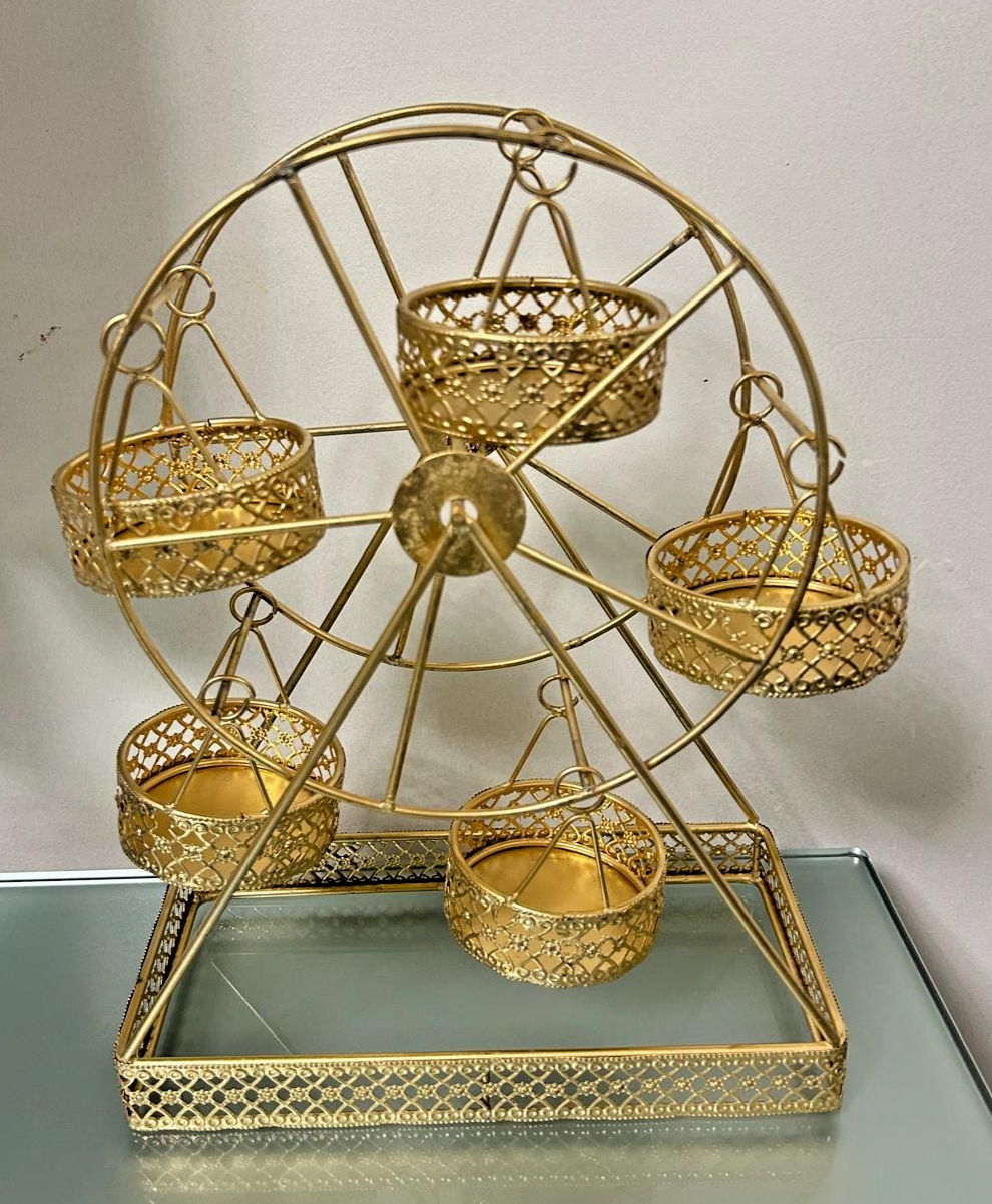 Golden Ferris Wheel Diwali Decoration - Spinning Baskets - New - 5 Baskets