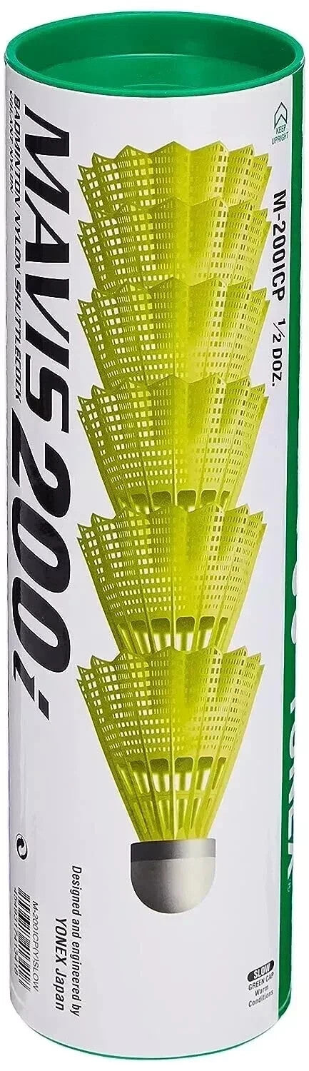 Yonex Mavis 200i Shuttlecock - Box of 10 (6 Shuttles per Box) Green Cap.