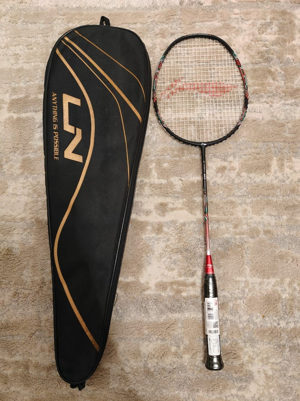 LI-NING G-Force 3900 II Superlite Grey/Red Badminton Racquet (Pack of 1) 5U G6