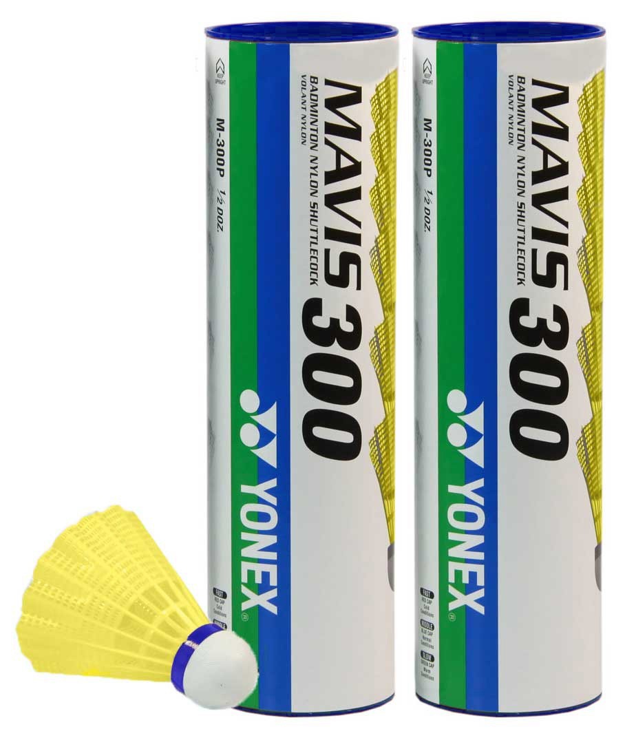YONEX MAVIS 300 ALL SPEEDS AND COLOURS BADMINTON NYLON SHUTTLECOCK - 1 TUBE OF 6