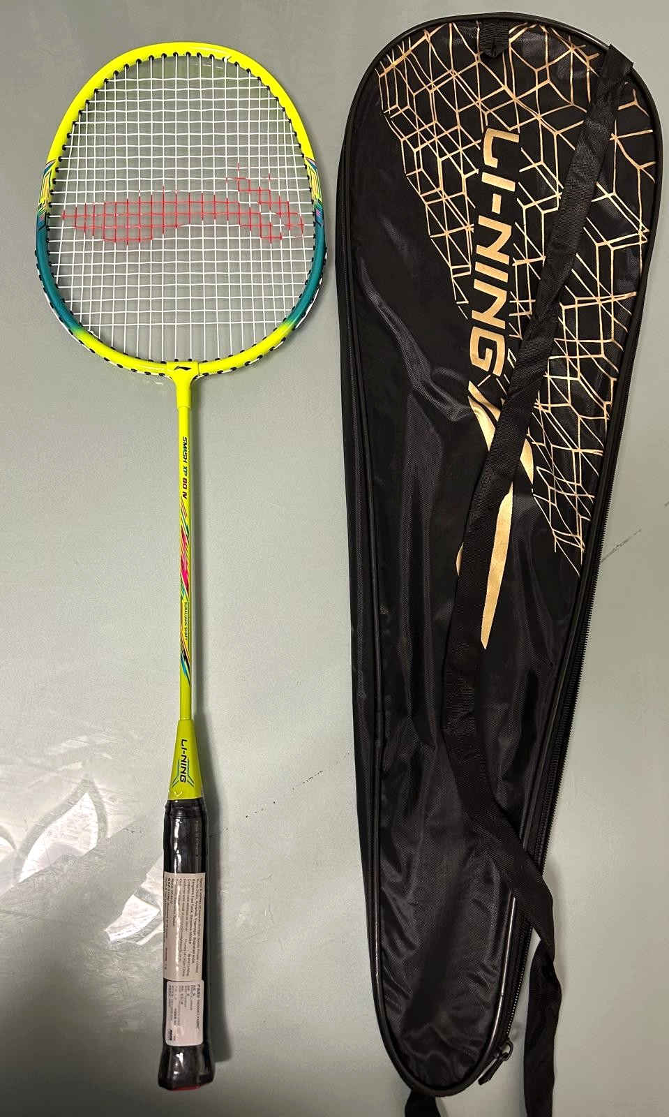 Li-Ning Badminton Racket XP 80 IV AYPU169-1 Lime Green/Sky Blue Bundle with CASE