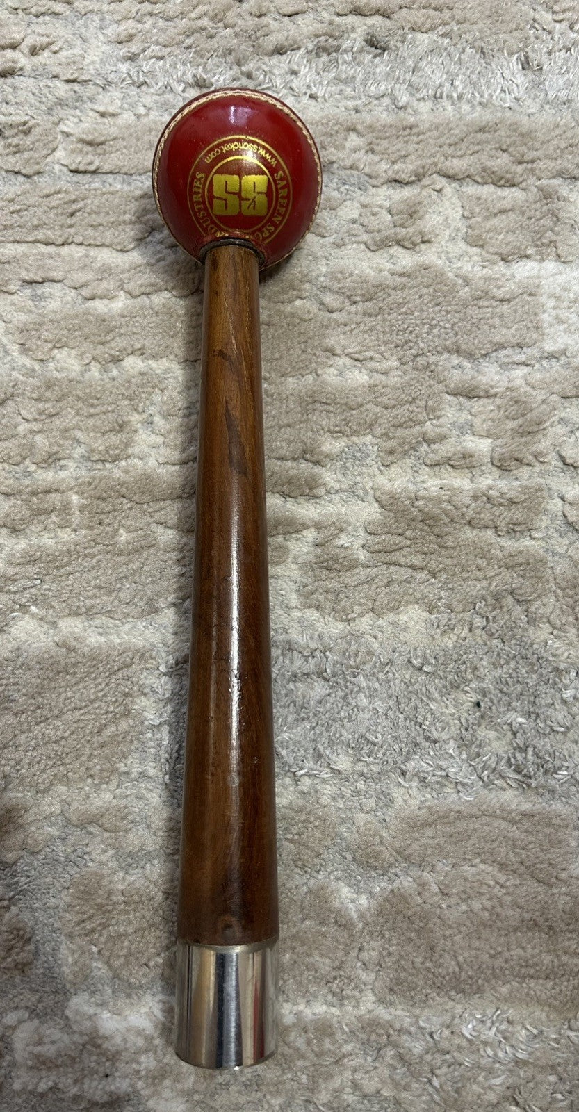 SS TON Cricket Bat Mallet Knocker with ball & Grip Cone Set Rounded Wooden Head