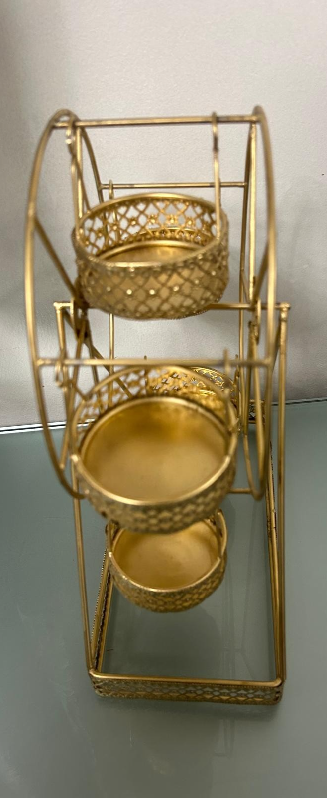 Golden Ferris Wheel Diwali Decoration - Spinning Baskets - New - 5 Baskets