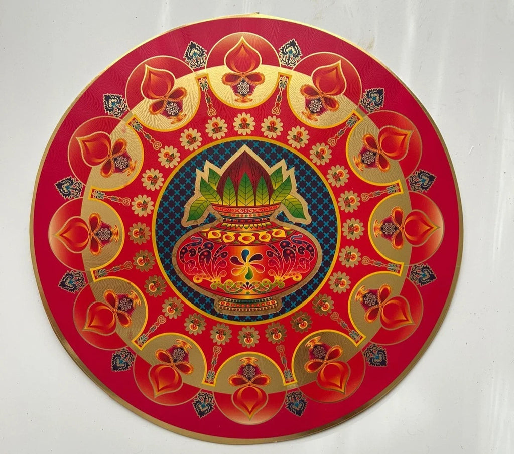 Hindu Diwali Auspicious Rangoli Art Square Sticker | PACK OF 3 | Approx 25cm lax