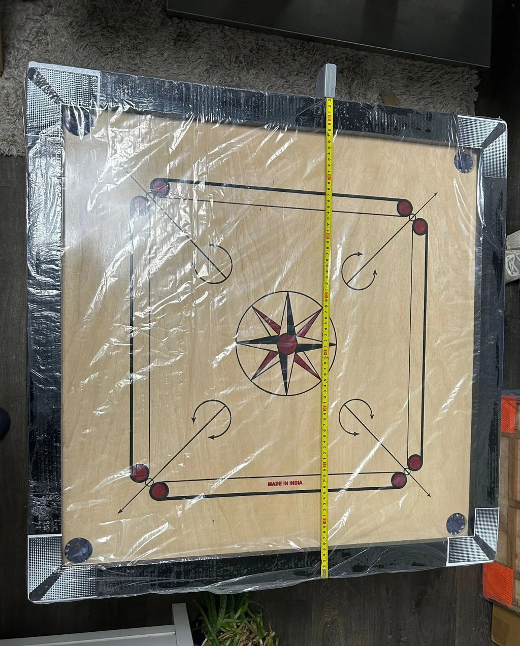 2 Inch Carrom Board Set with Coins & Striker & Powder Wooden Board - 83cm