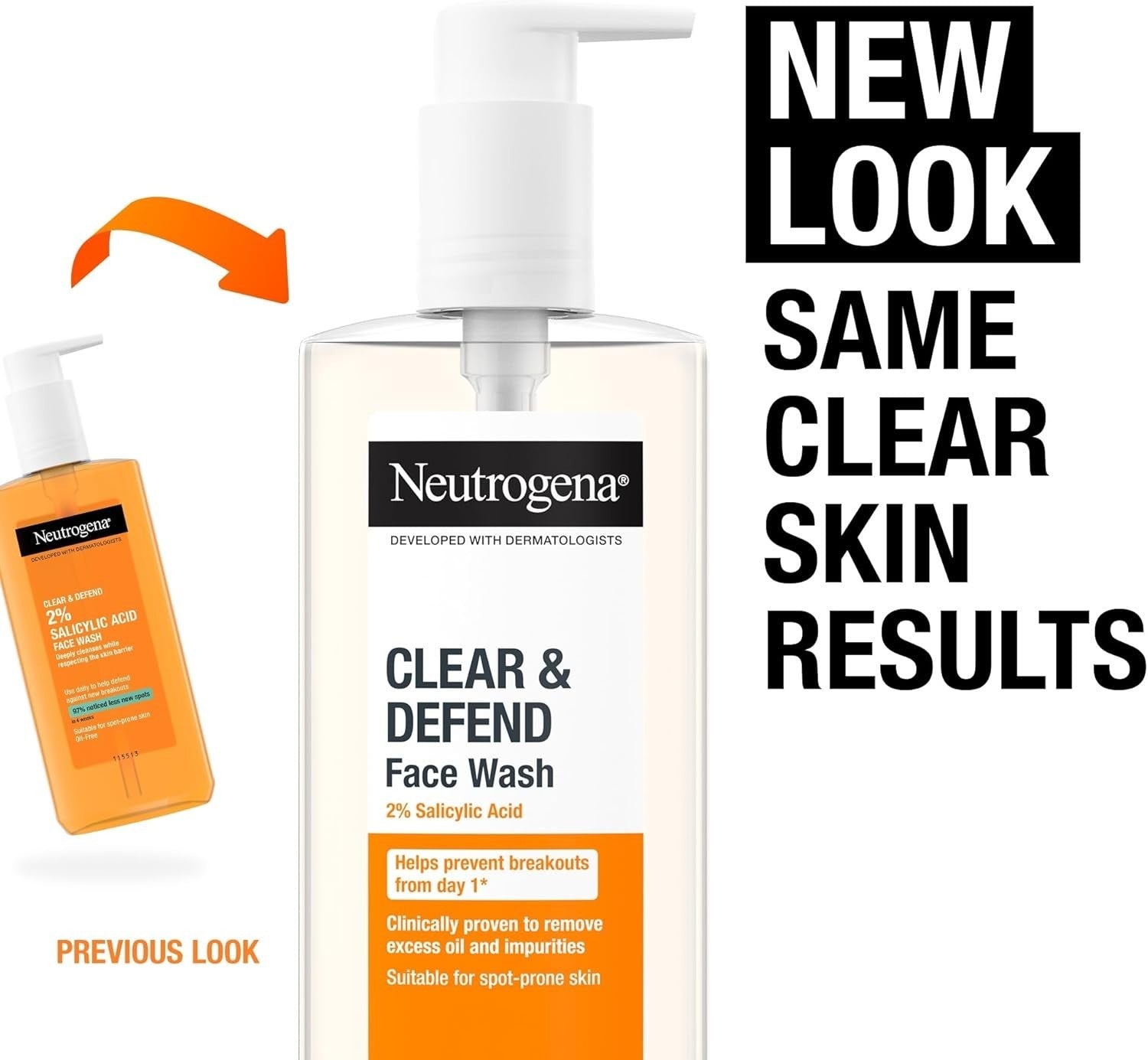 Face Wash - Neutrogena Clear & Defend (1x 200ml) | 2% Salicylic Acid | Oil-Free