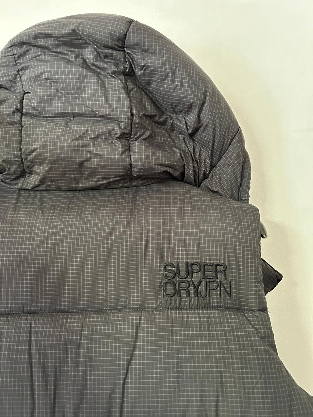 Superdry Sportswear Gilet Hooded Ripstop Longline Black Grid Size S -NEW RRP£145