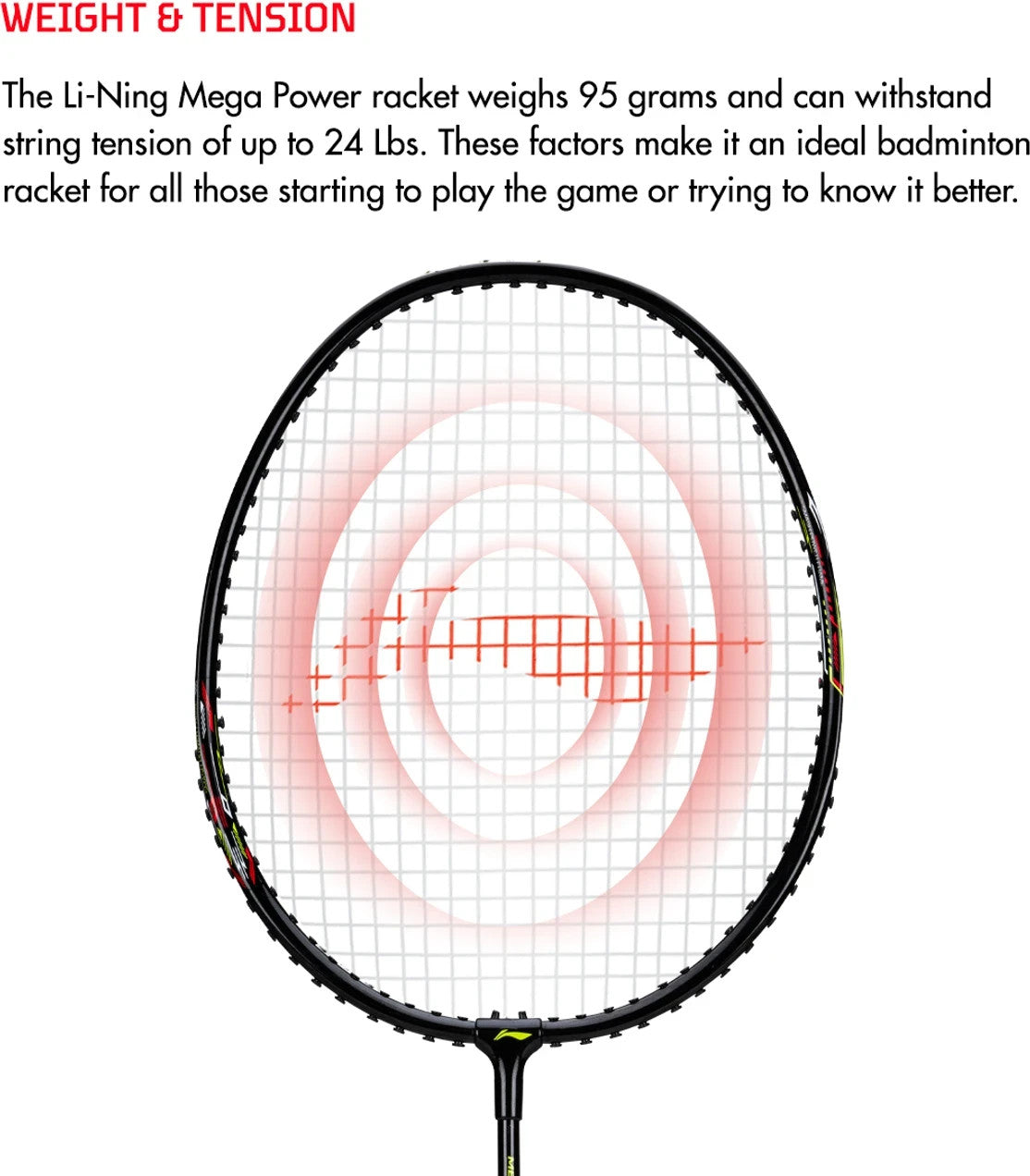 LI-NING Mega Power MP 5 Badminton Racquet With case - Pack of 1 - black