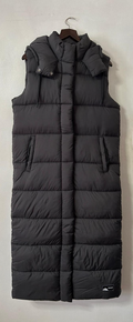 Superdry Sportswear Gilet Hooded Ripstop Longline Black Grid Size S -NEW RRP£145