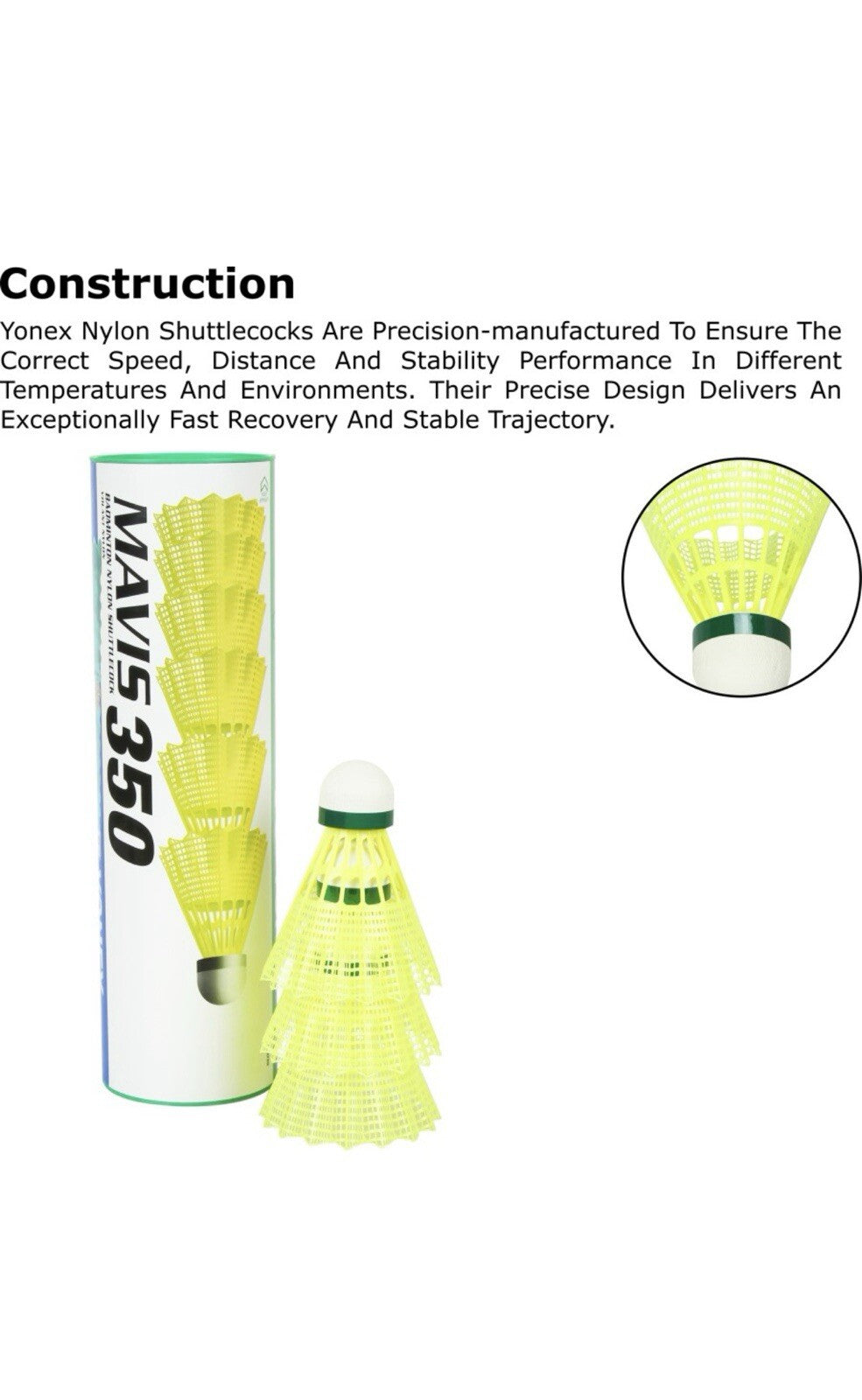 Yonex Mavis 350 Badminton shuttlecocks brand NEW| PACK OF 10 TUBES | Green Cap