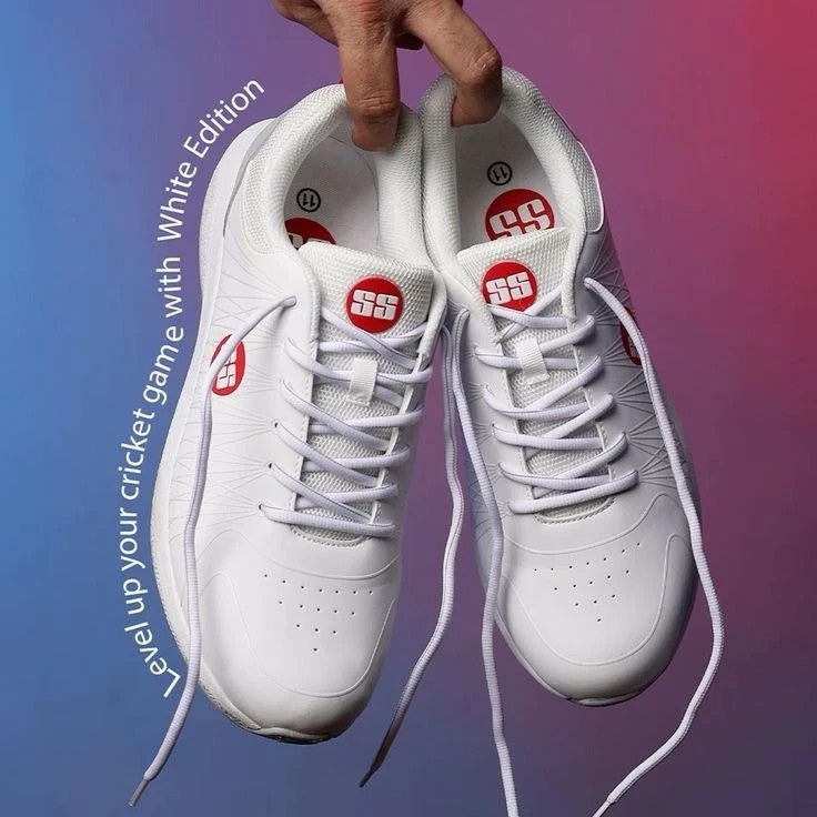 SS Ton White Edition Cricket Shoes with Spikes – Lightweight, UNISEX | UK-7 NEW