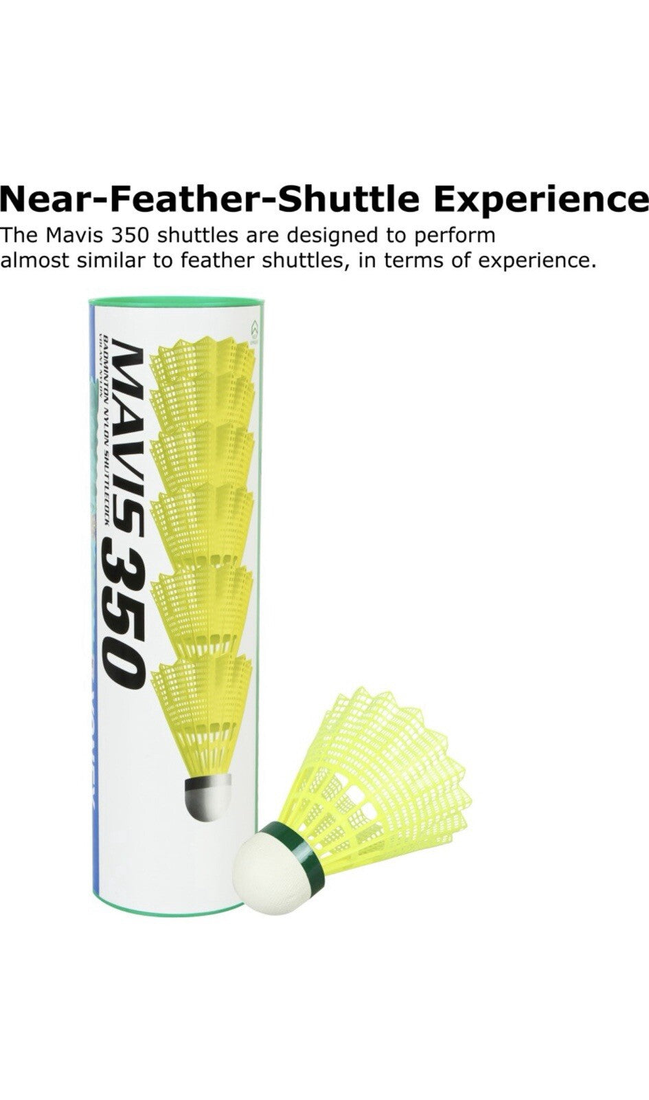 Yonex Mavis 350 Badminton shuttlecocks brand NEW| PACK OF 10 TUBES | Green Cap
