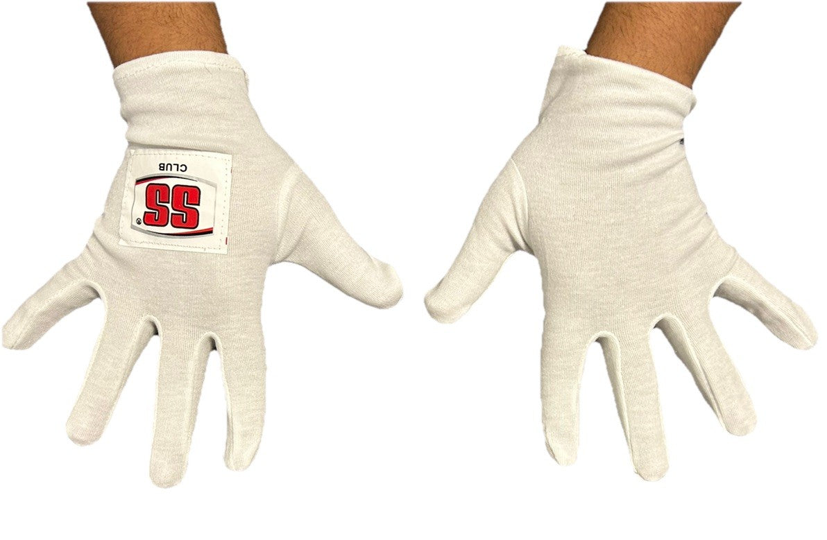 SS Club Cricket Full Finger Cotton Batting Inner Gloves - Free P&P | Premium