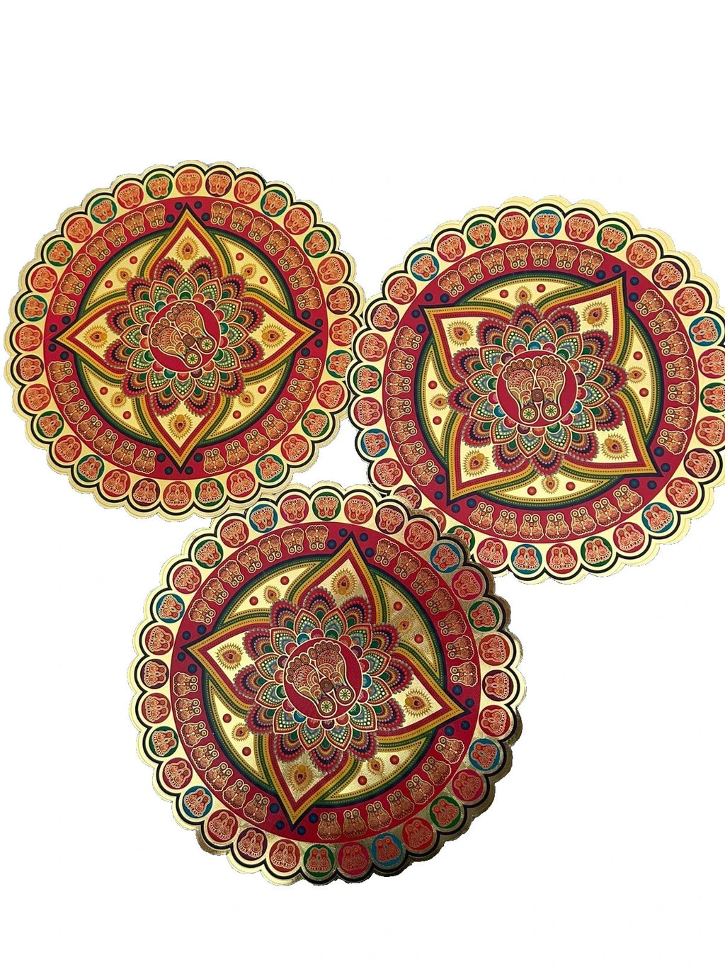 Hindu Diwali Auspicious Rangoli Art Square Sticker | PACK OF 3 | Approx 25cm lax
