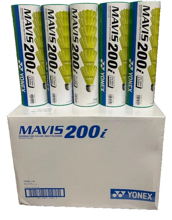 Yonex Mavis 200i Shuttlecock - Box of 10 (6 Shuttles per Box) Green Cap.