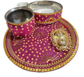 Karwa Chauth Pooja Thali Set with Kalash, Sindoor Box & Chalni | Decorative| New