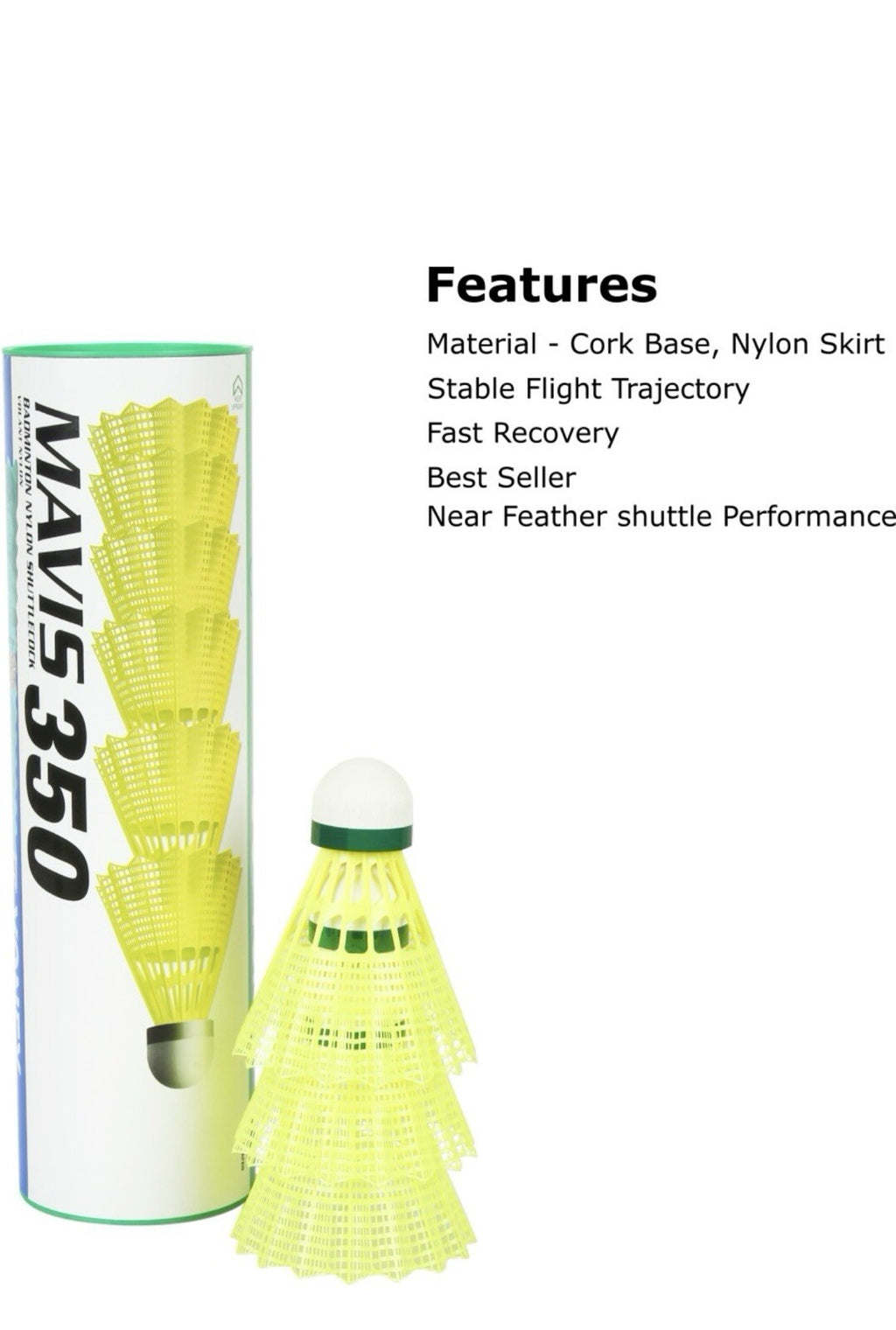 Yonex Mavis 350 Badminton shuttlecocks brand NEW| PACK OF 10 TUBES | Green Cap