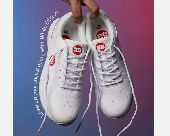 SS Ton White Edition Cricket Shoes with Spikes – Lightweight, Durable, UNISEX